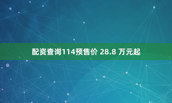 配资查询114预售价 28.8 万元起